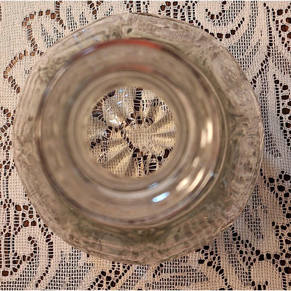 Vtg Whiskey Decanter Pressed Glass w/ Stopper Crown Royal Grapes Etched (read)